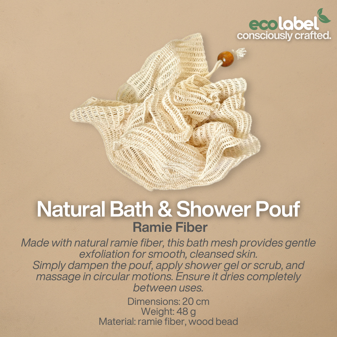 Biodegradable Natural Ramie Fiber Bath & Shower Pouf Exfoliating Scrubber