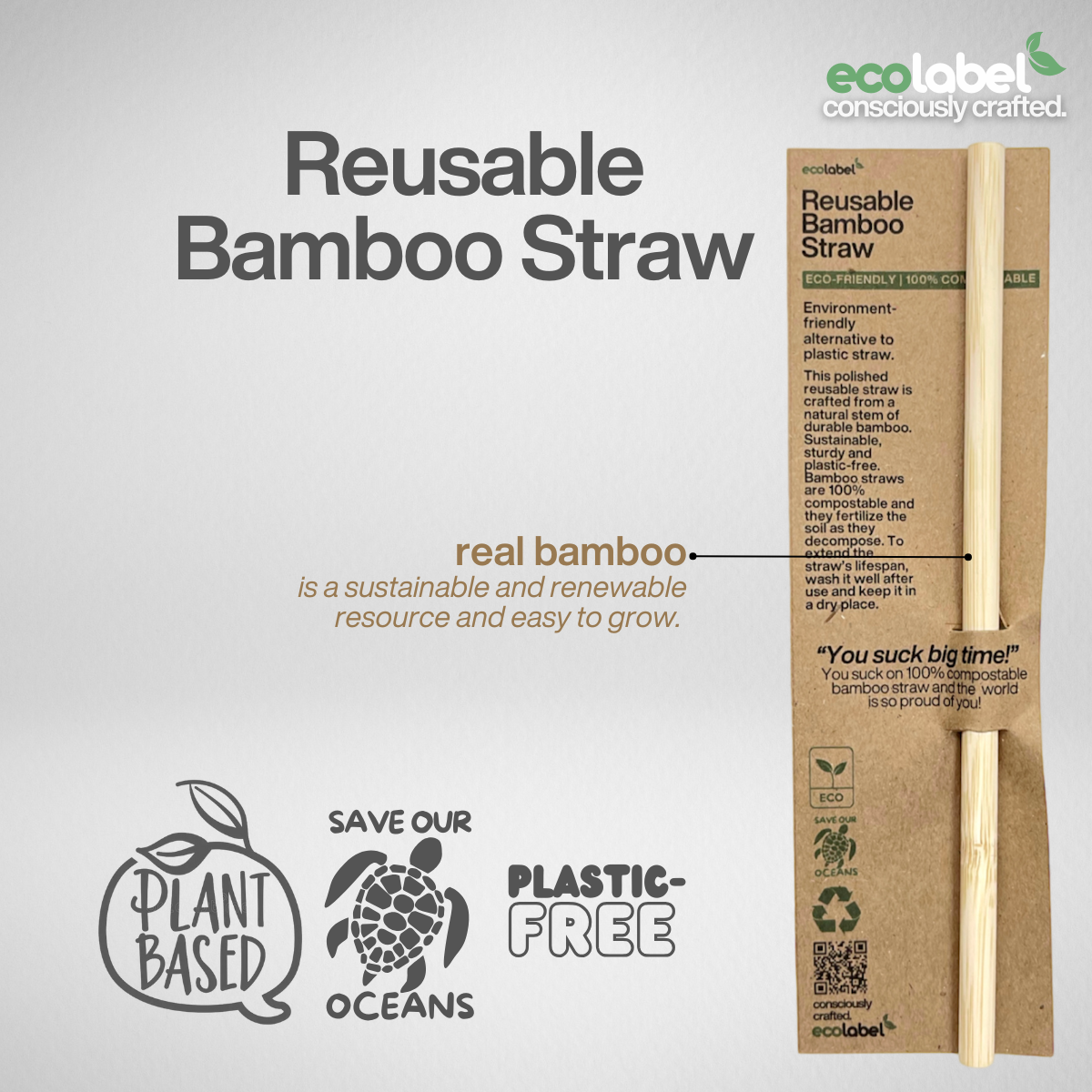Reusable Bamboo Straw with cleaning brush