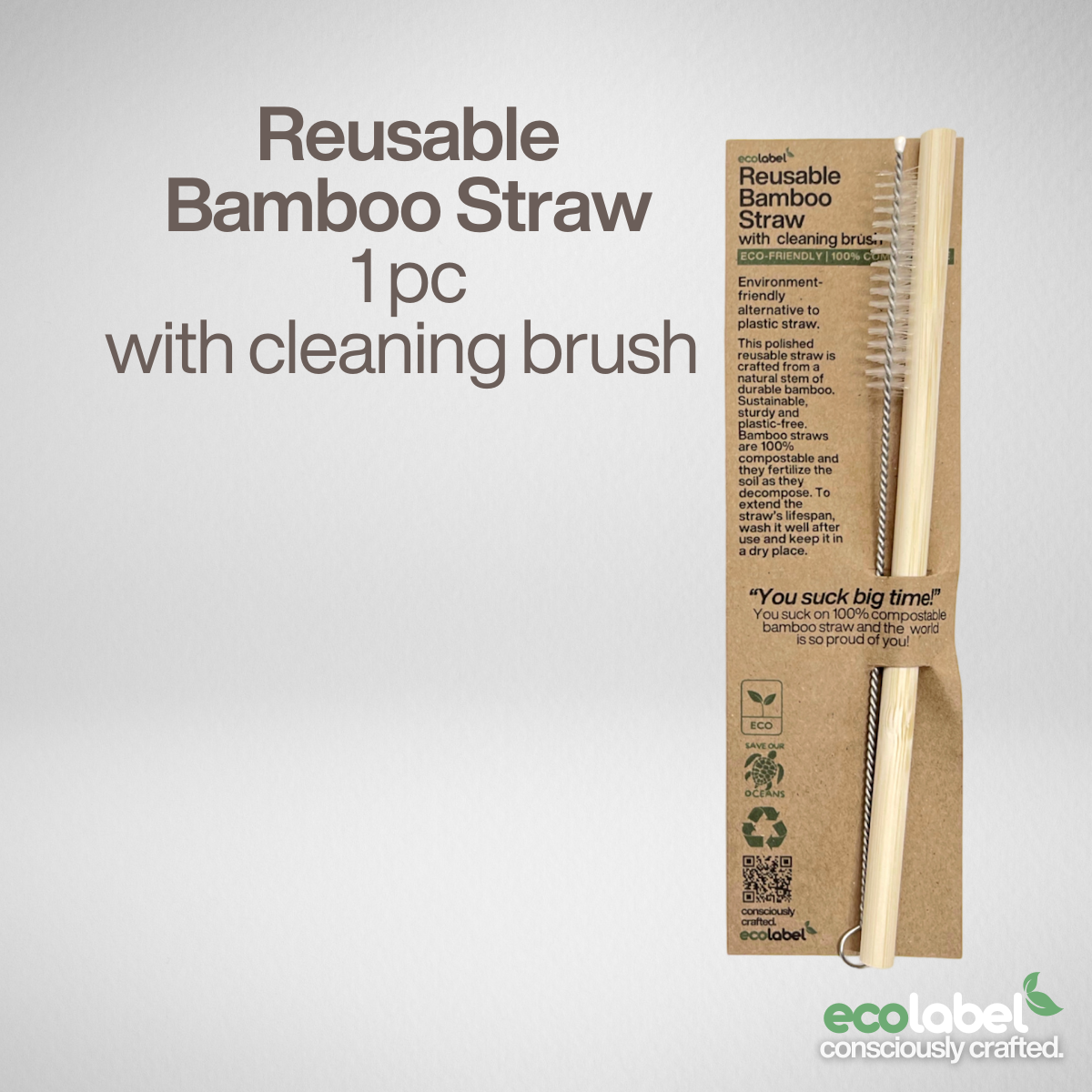 Reusable Bamboo Straw with cleaning brush