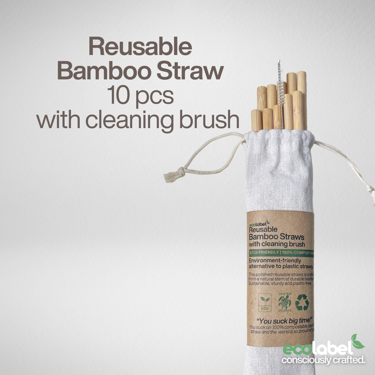 Reusable Bamboo Straw with cleaning brush