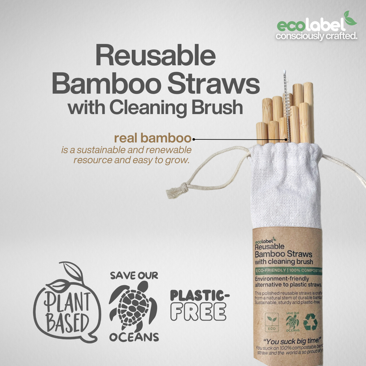Reusable Bamboo Straw with cleaning brush