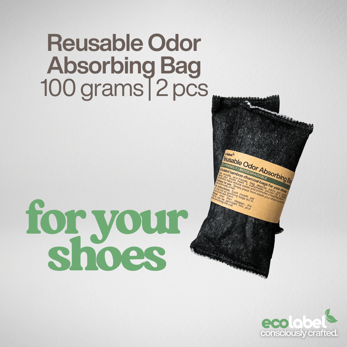 Reusable Activated Bamboo Charcoal Odor Absorbing Bag 100g Air Purifier for Shoes