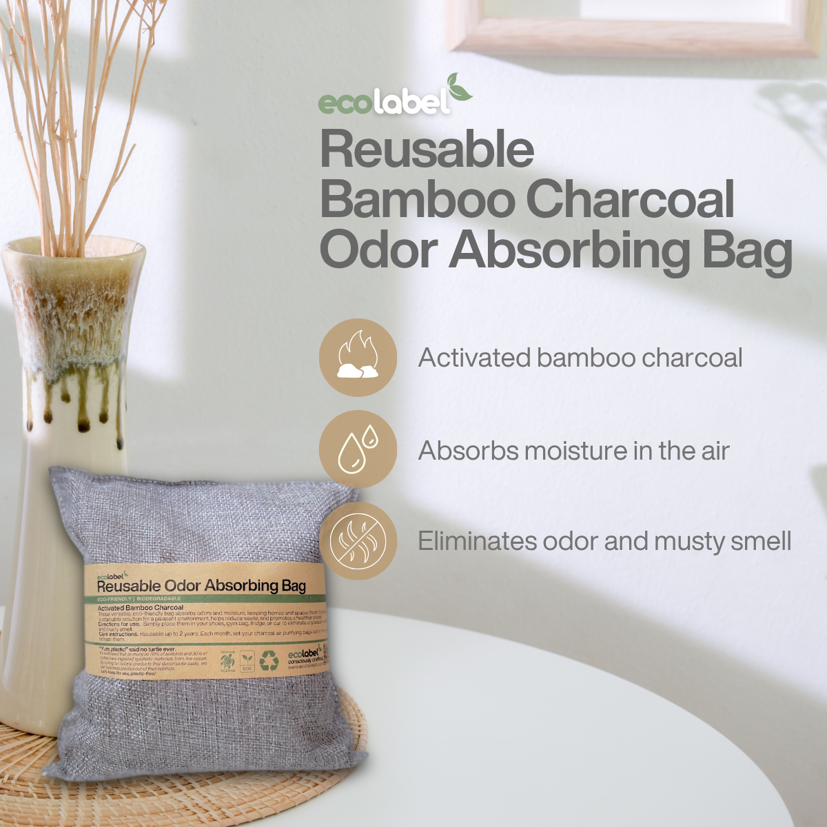 Reusable Activated Charcoal Odor Absorbing Bag Air Purifier for Room Home Car Shoe Refrigerator Deodorizer