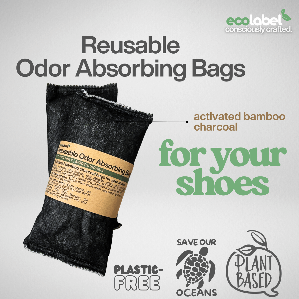 Reusable Activated Bamboo Charcoal Odor Absorbing Bag 100g Air Purifier for Shoes