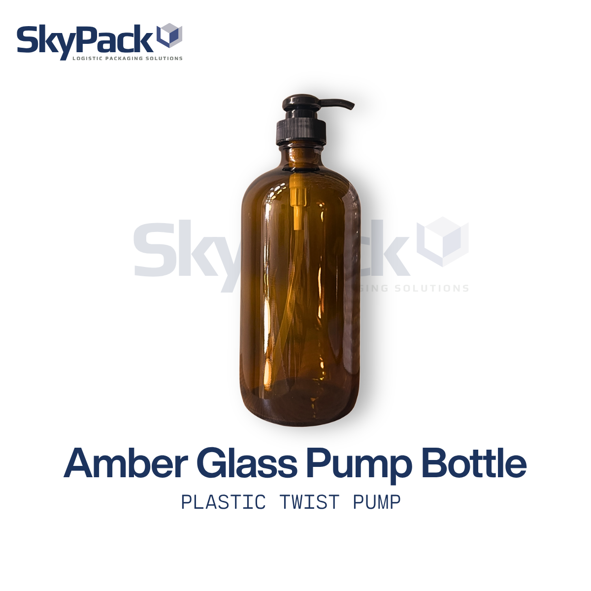 SkyPack Amber Glass Plastic Twist Pump Bottle 500ML