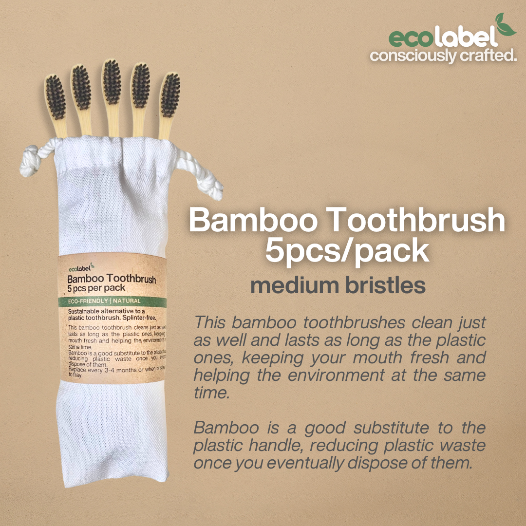 Bamboo Toothbrush | 5 pcs in a drawstring bag