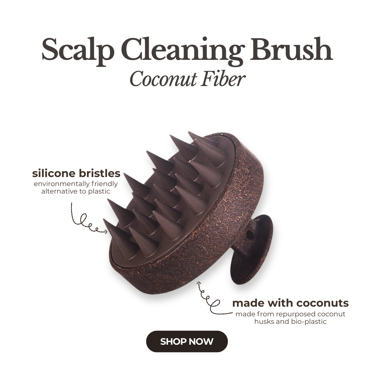Reusable Coconut Fiber Scalp Cleaning Brush