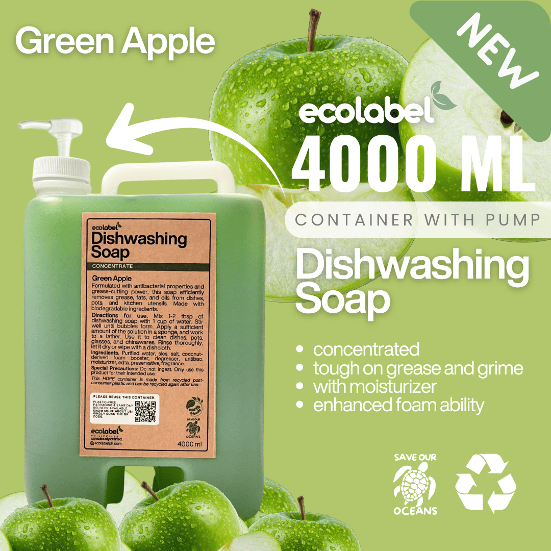 Biodegradable Dishwashing Soap Liquid Concentrate Green Apple