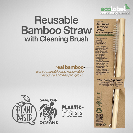 Reusable Bamboo Straw with cleaning brush