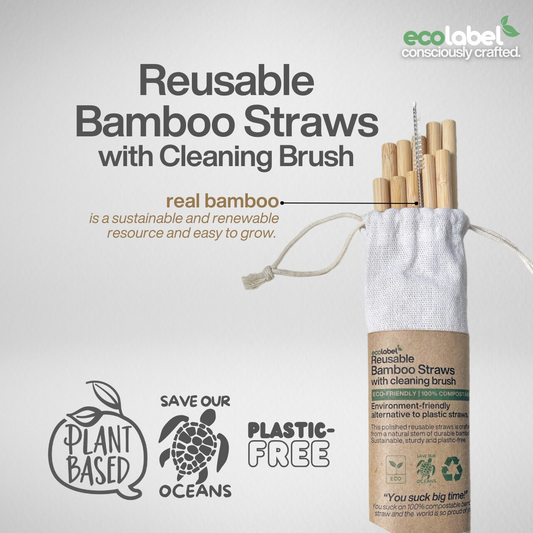 Reusable Bamboo Straws | 10 pcs with cleaning brush