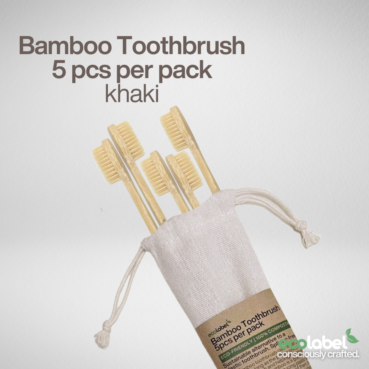 Bamboo Toothbrush | 5 pcs in a drawstring bag