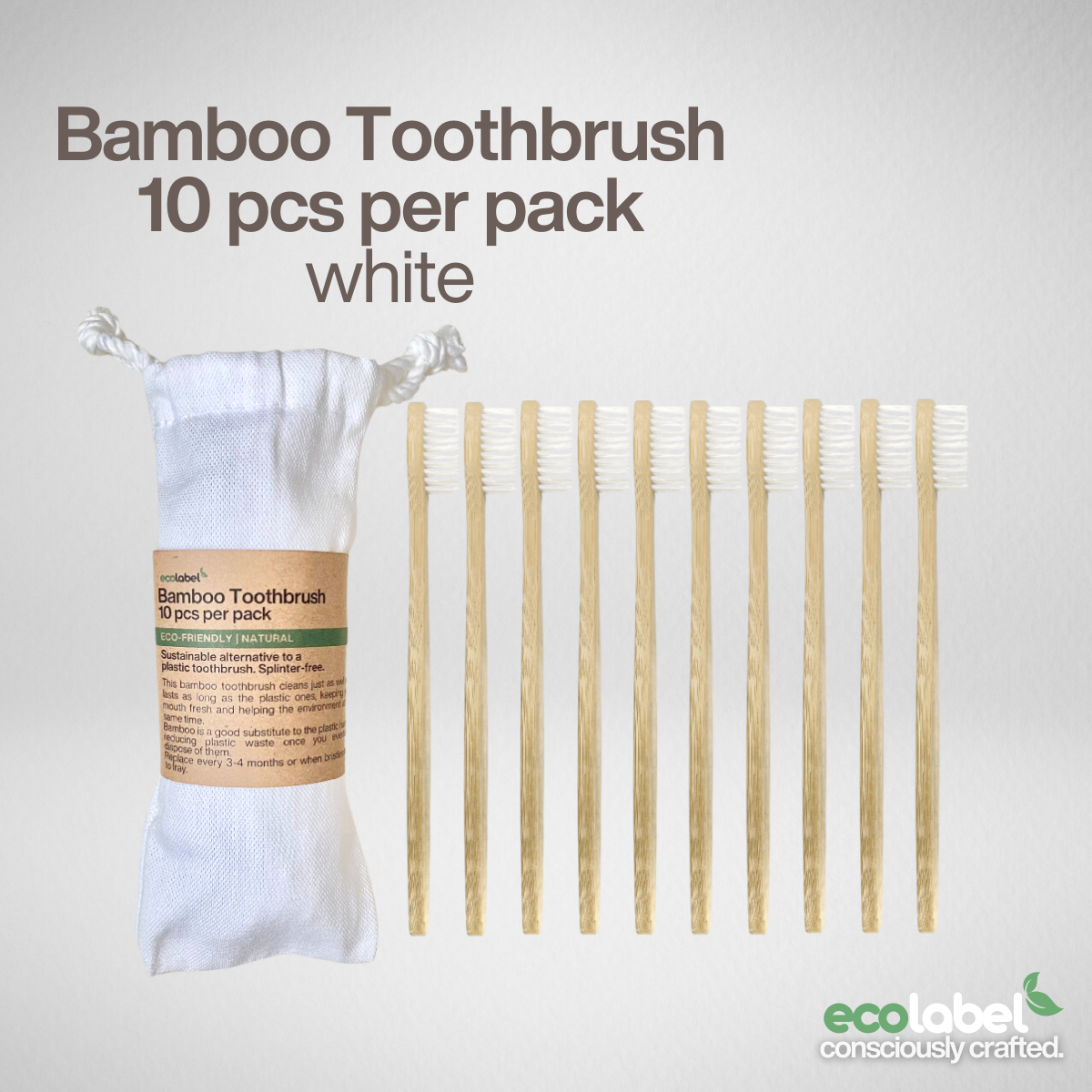 Bamboo Toothbrush | 5 pcs in a drawstring bag