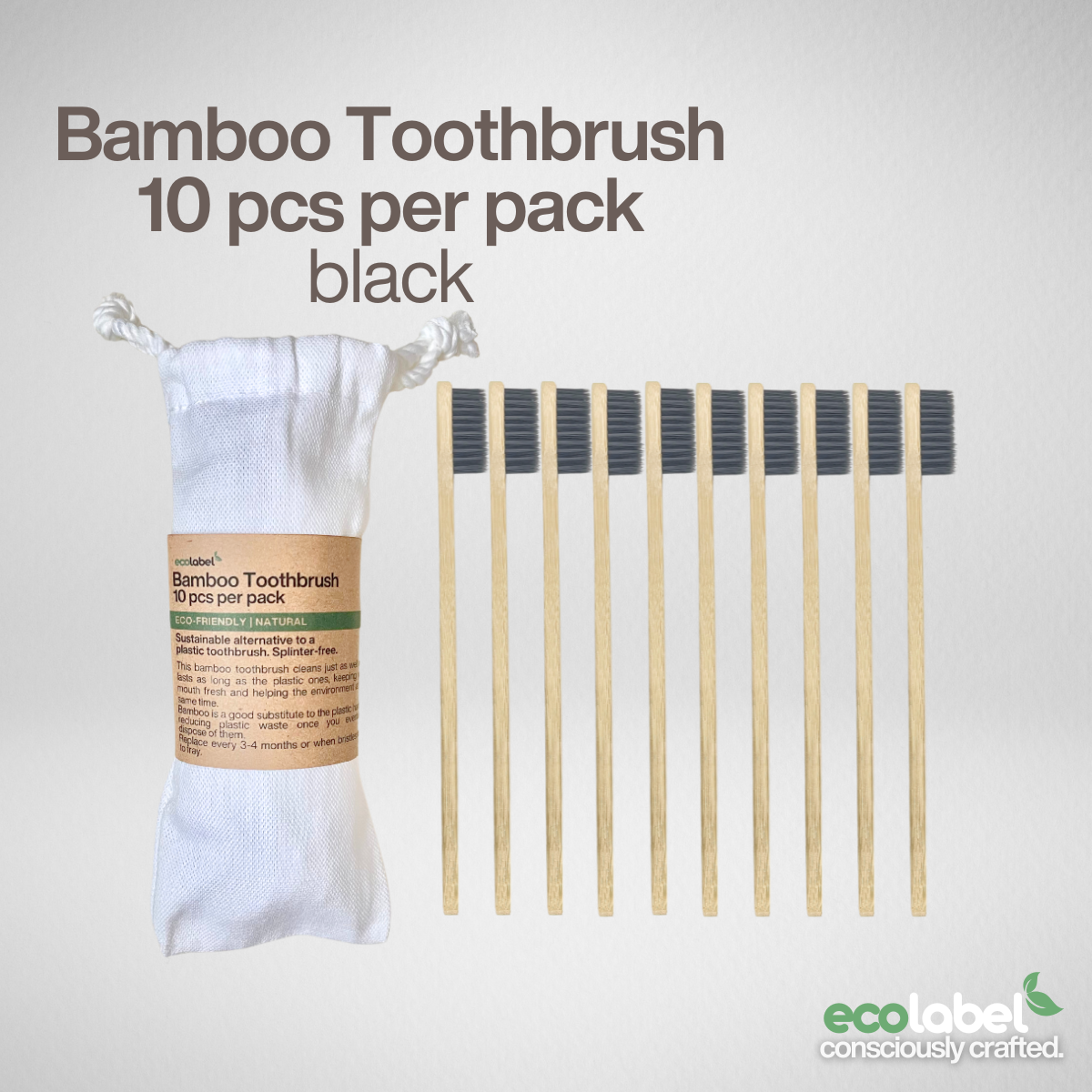 Bamboo Toothbrush | 5 pcs in a drawstring bag