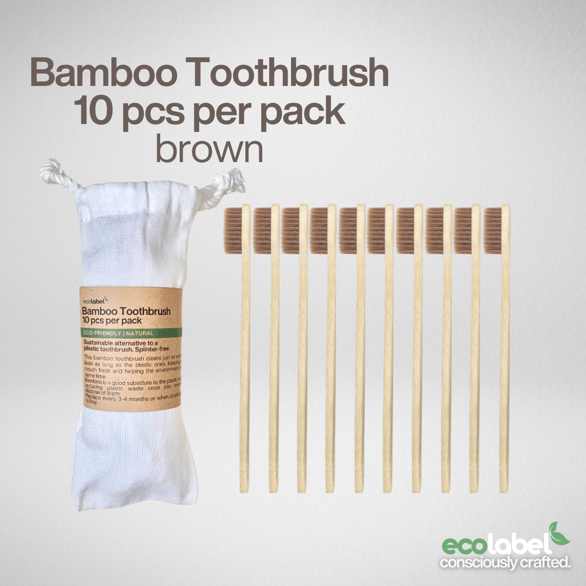 Bamboo Toothbrush | 5 pcs in a drawstring bag