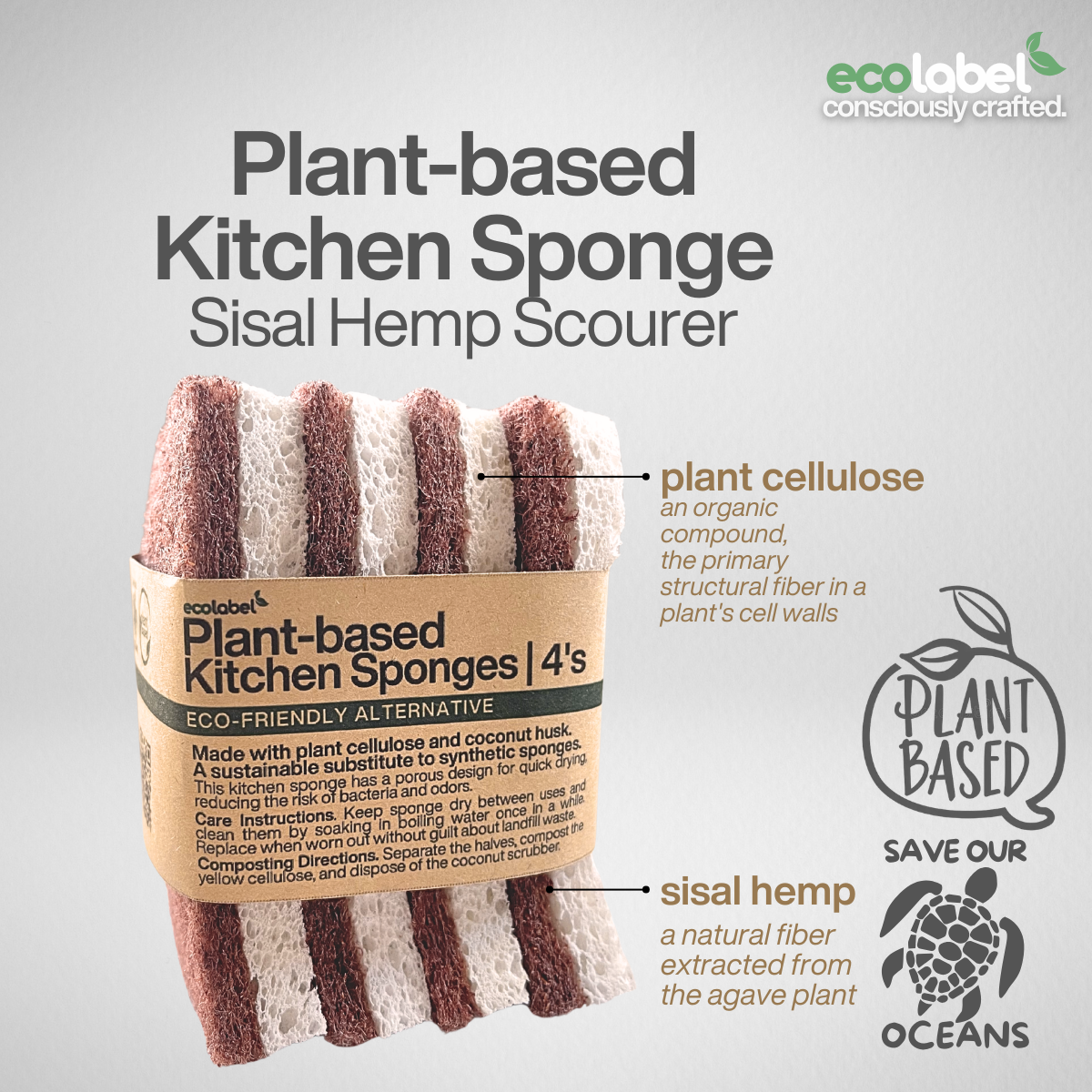 Plant-based Kitchen Sponge Sisal Hemp Scourer