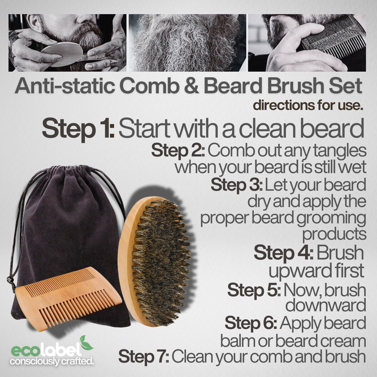 Anti-static Comb and Beard Brush Set
