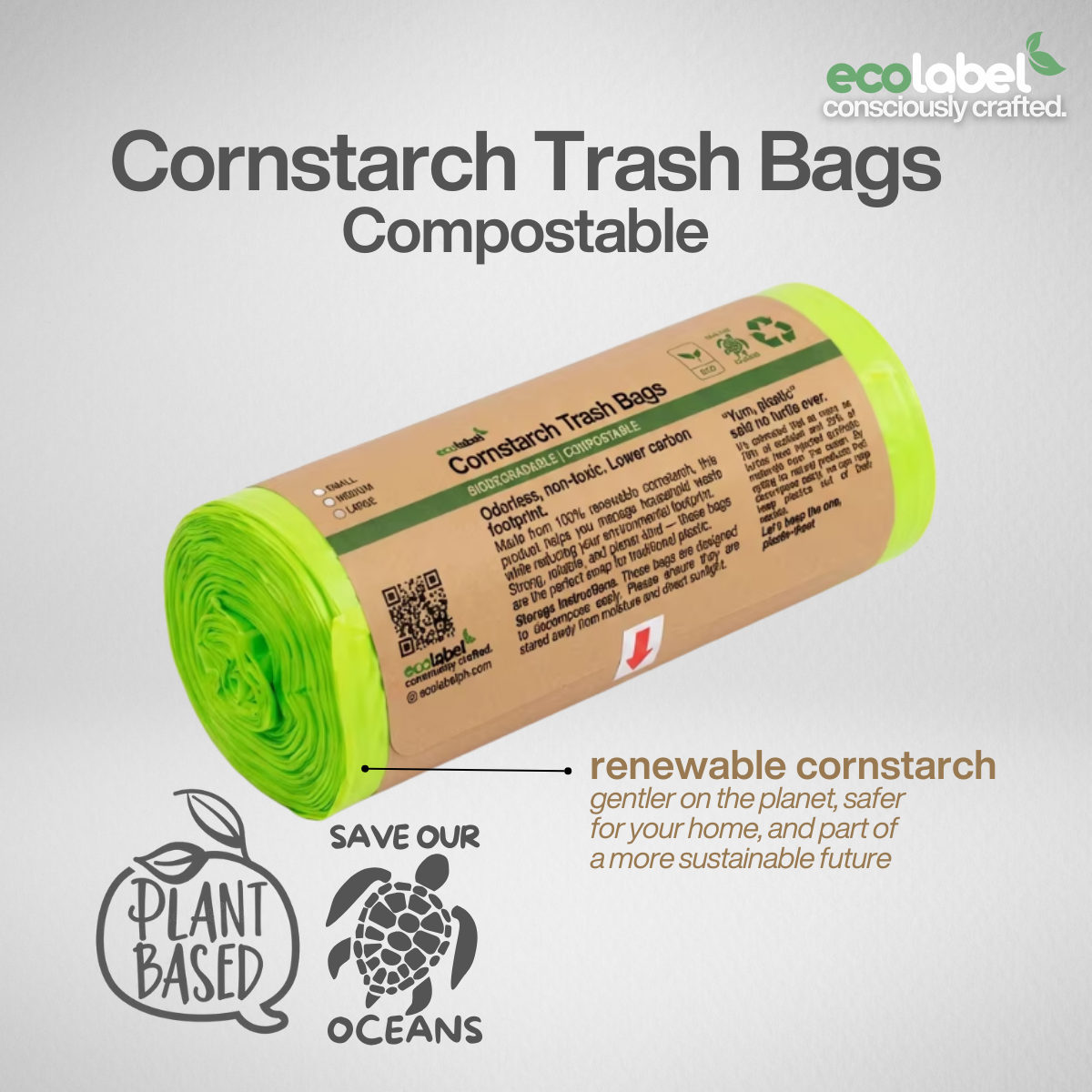 Plant-based Biodegradable Cornstarch Trash Bags Compostable