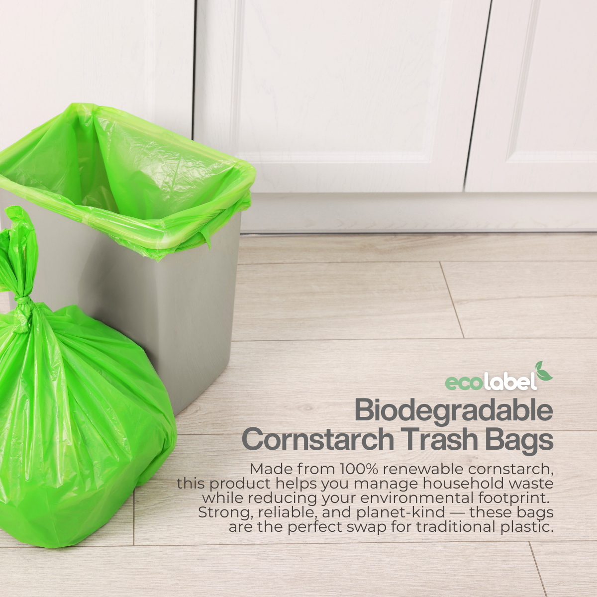 Plant-based Biodegradable Cornstarch Trash Bags Compostable
