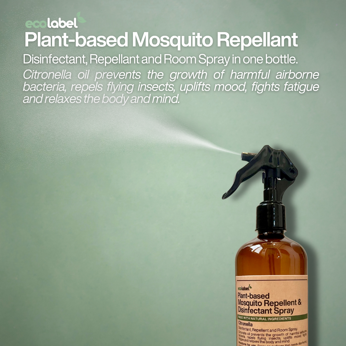 Plant-Based 3 in 1 Mosquito Repellant, Disinfectant & Room Spray