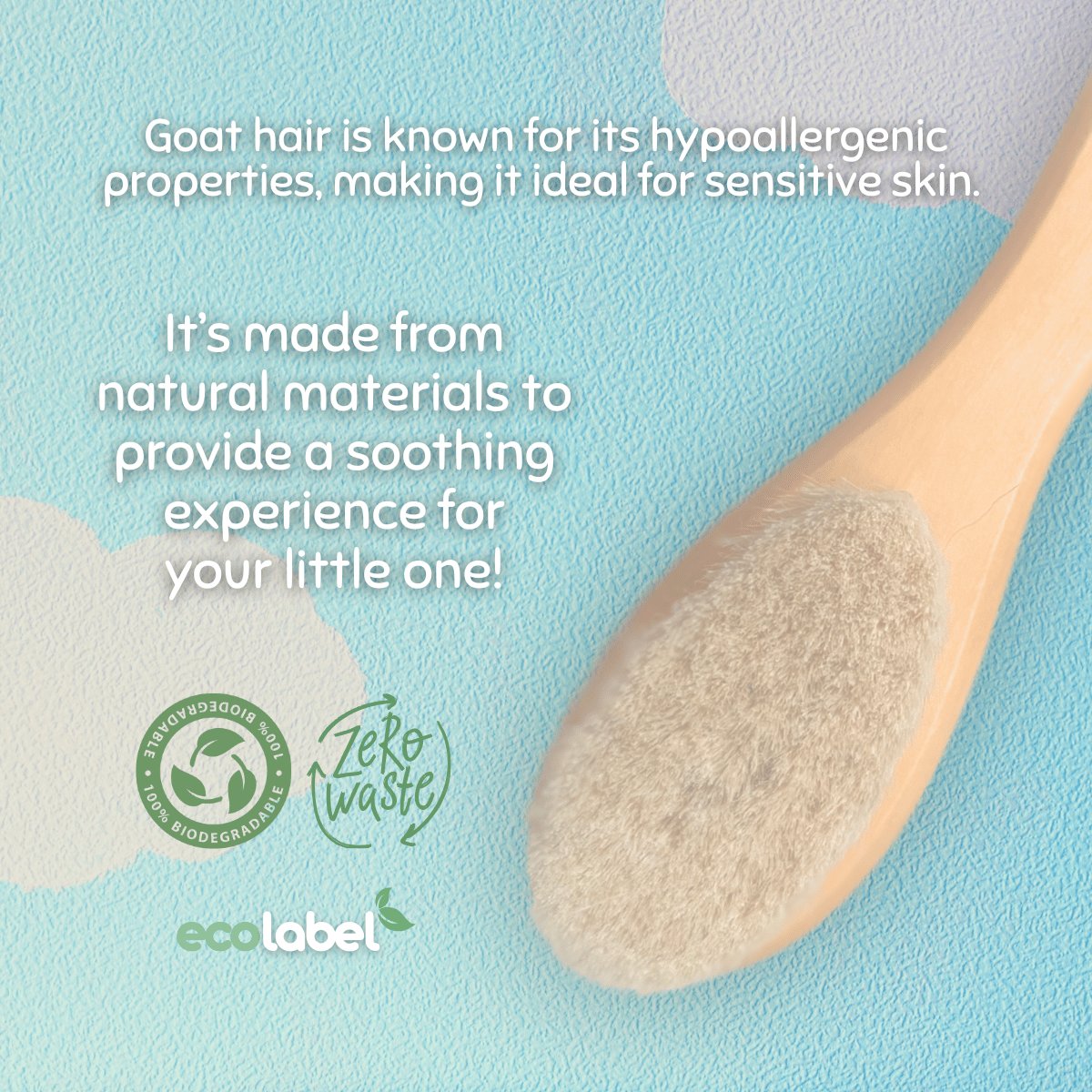 Eco-friendly Natural Baby Hair Brush Ultra-Soft Goat Hair Bristles