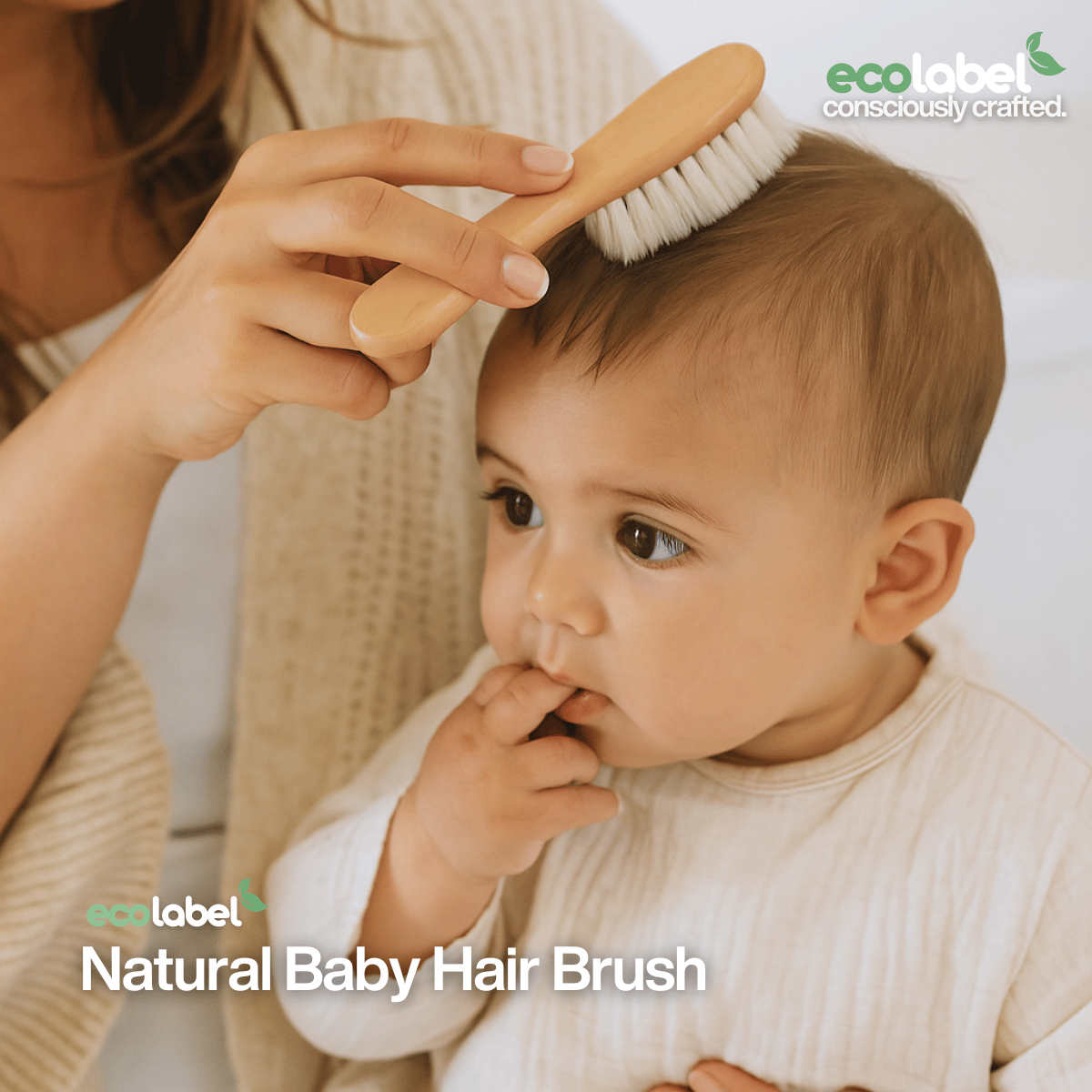 Eco-friendly Natural Baby Hair Brush Ultra-Soft Goat Hair Bristles