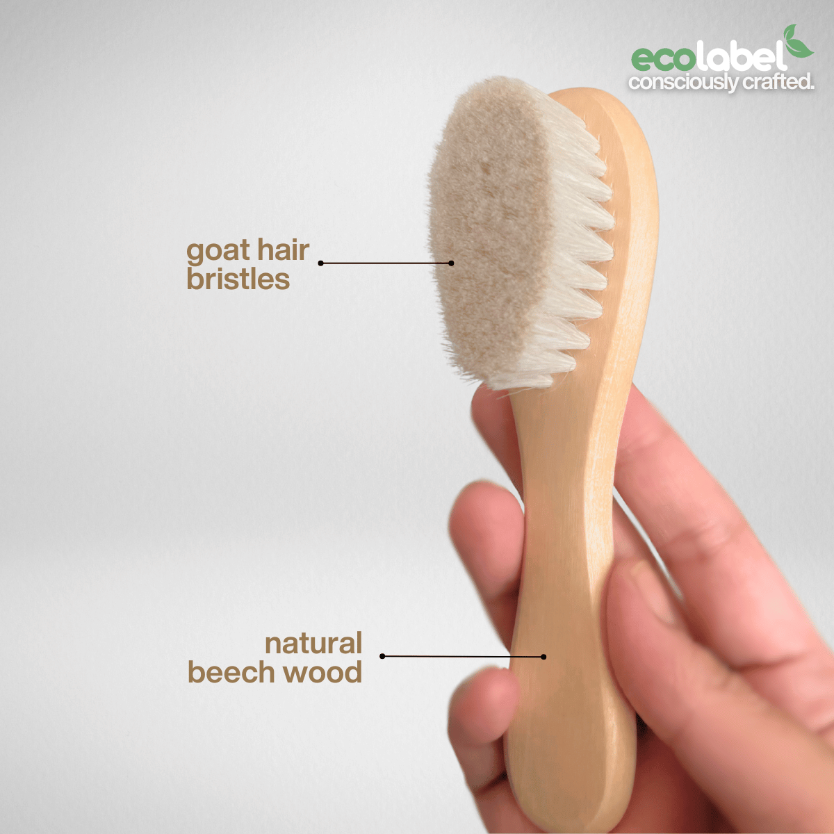 Eco-friendly Natural Baby Hair Brush Ultra-Soft Goat Hair Bristles