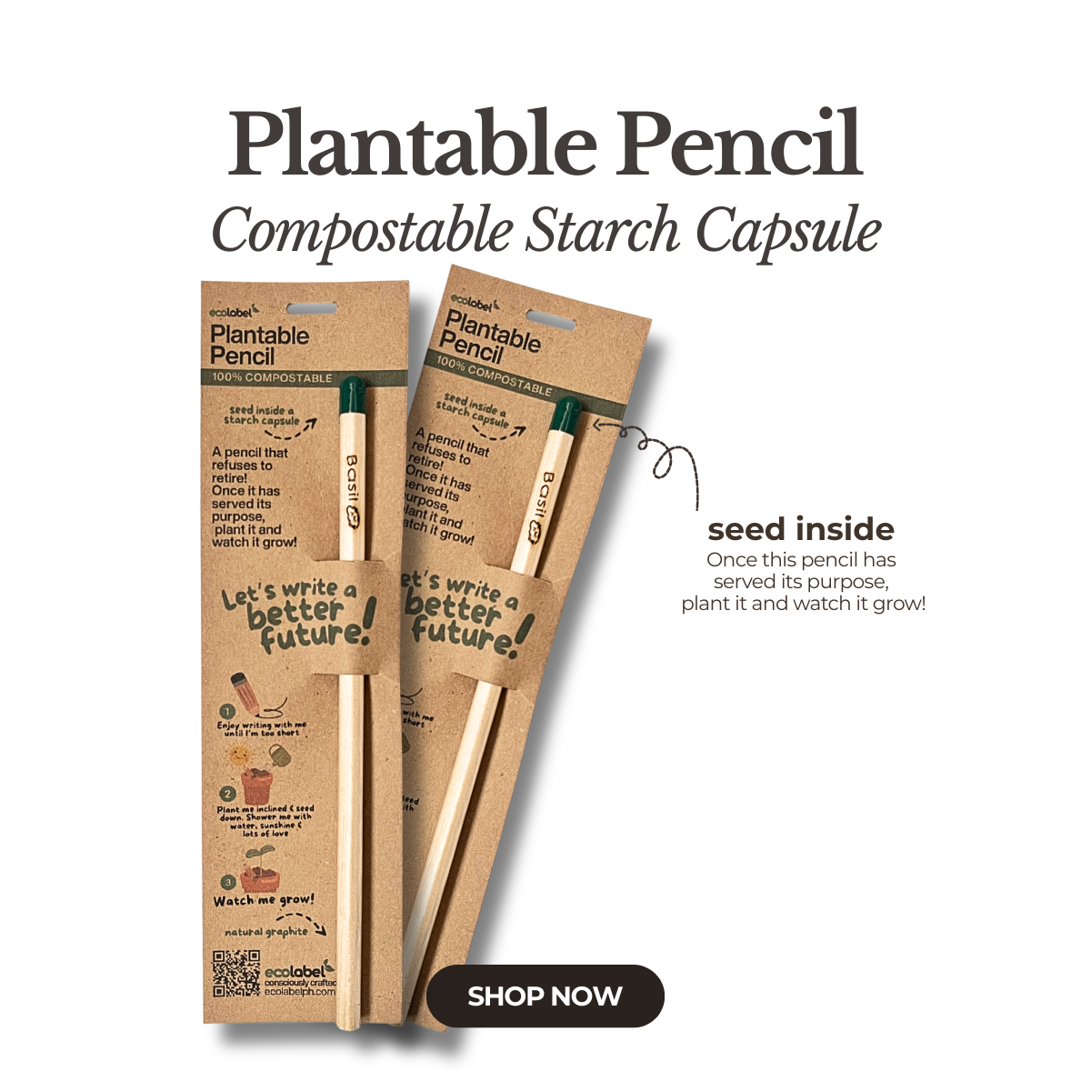 Plantable Pencil Compostable Starch Capsule