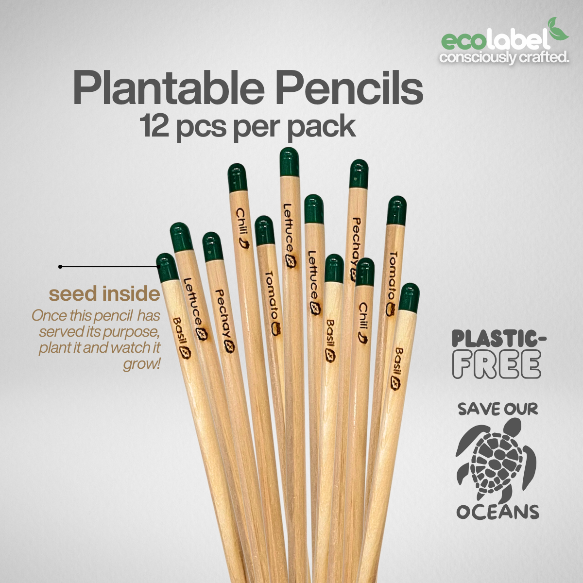 Plantable Pencil Compostable Starch Capsule 12pcs assorted