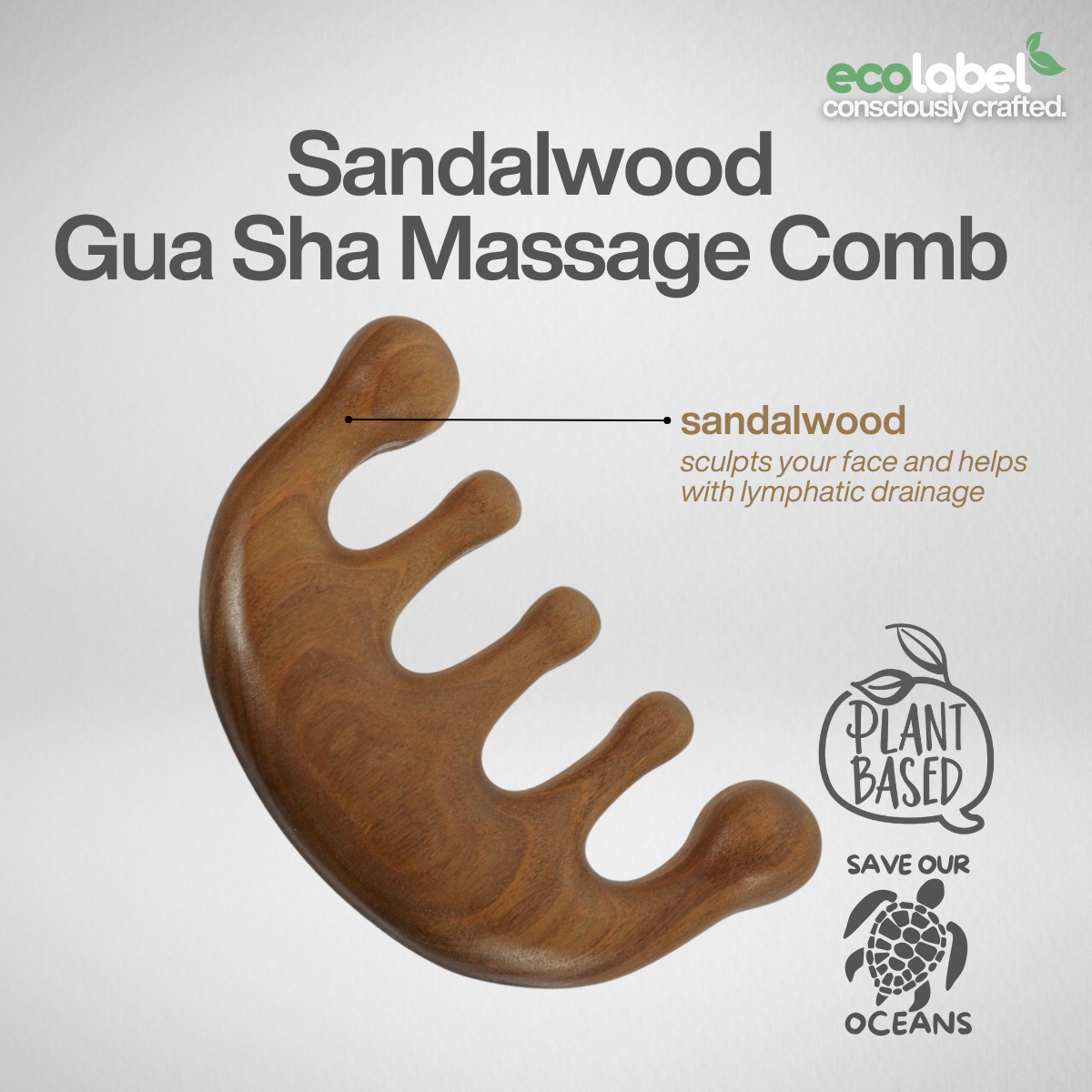 Plant-based Sandalwood Gua Sha Massage Comb Anti-static
