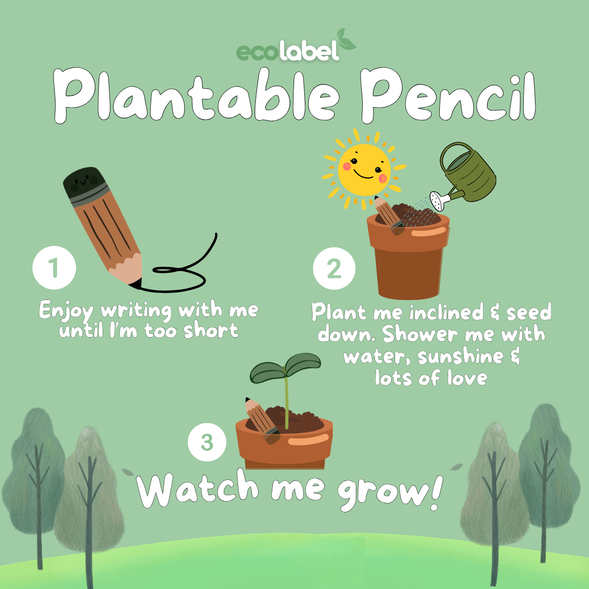 Plantable Pencil Compostable Starch Capsule 12pcs assorted