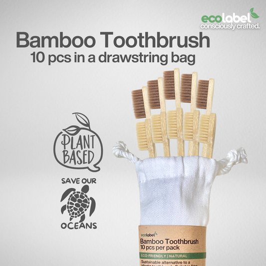 Bamboo Toothbrush | 10 pcs in a drawstring bag