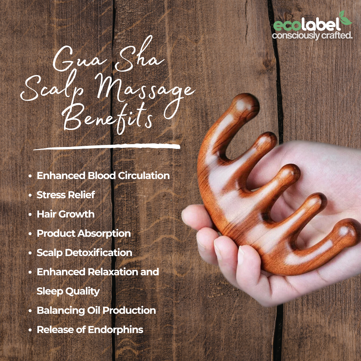 Plant-based Sandalwood Gua Sha Massage Comb Anti-static