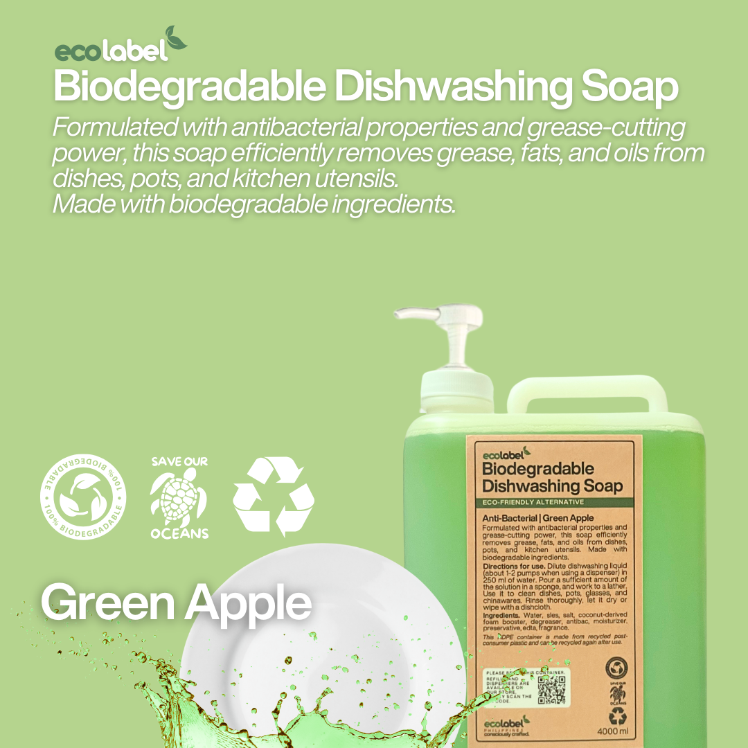 Biodegradable Dishwashing Soap Liquid Concentrate Green Apple