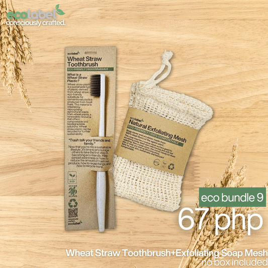 Eco Gift Bundle 9 | Natural Exfoliating Soap Mesh + Wheat Straw Toothbrush